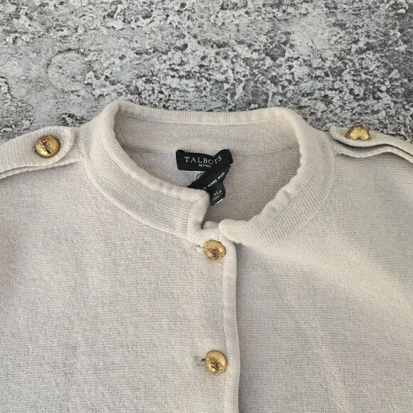 Pure Merino Wool Talbots Ladies Sweater Long Sleeve Gold Tone Button XLP Petite - Picture 6 of 9